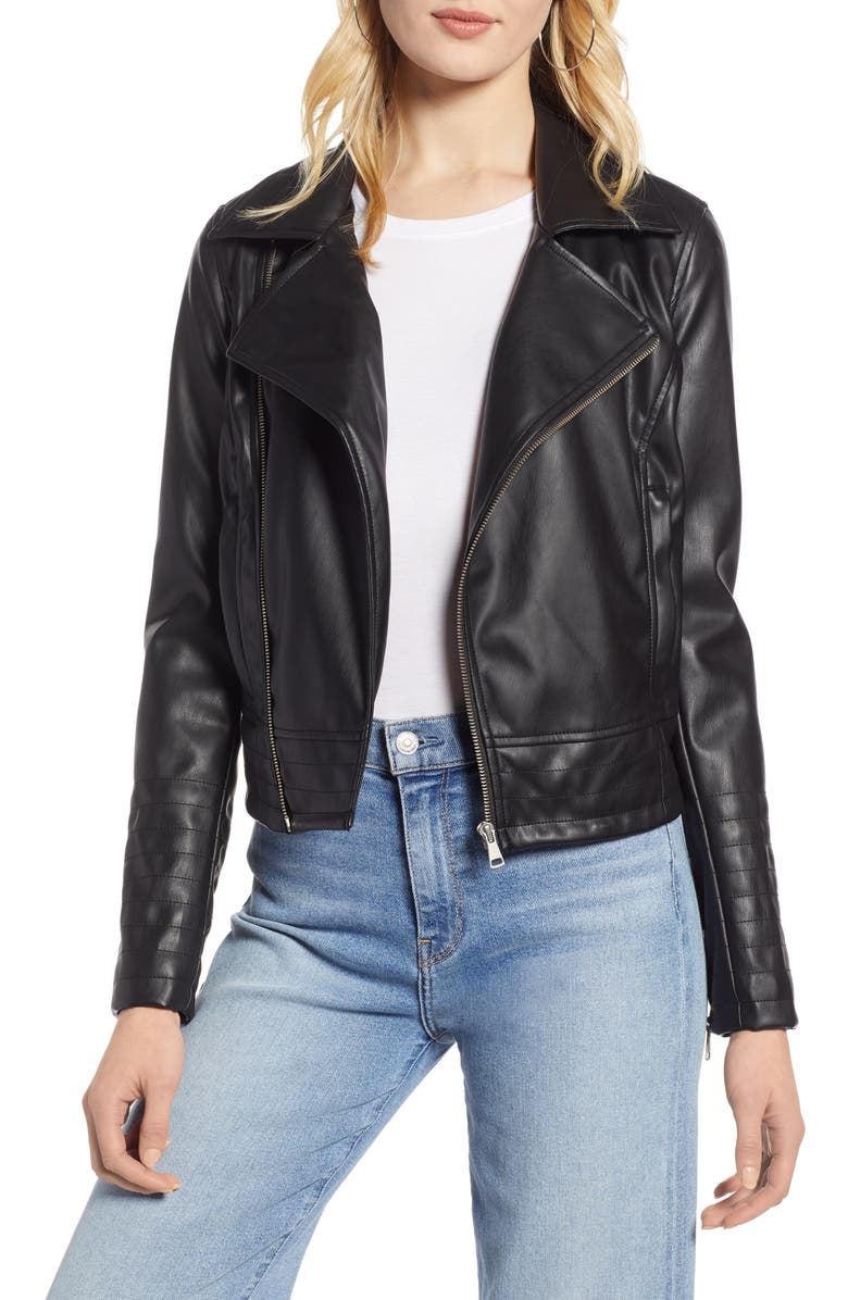 Halogen® Quilted Faux Leather Moto Jacket | Nordstrom