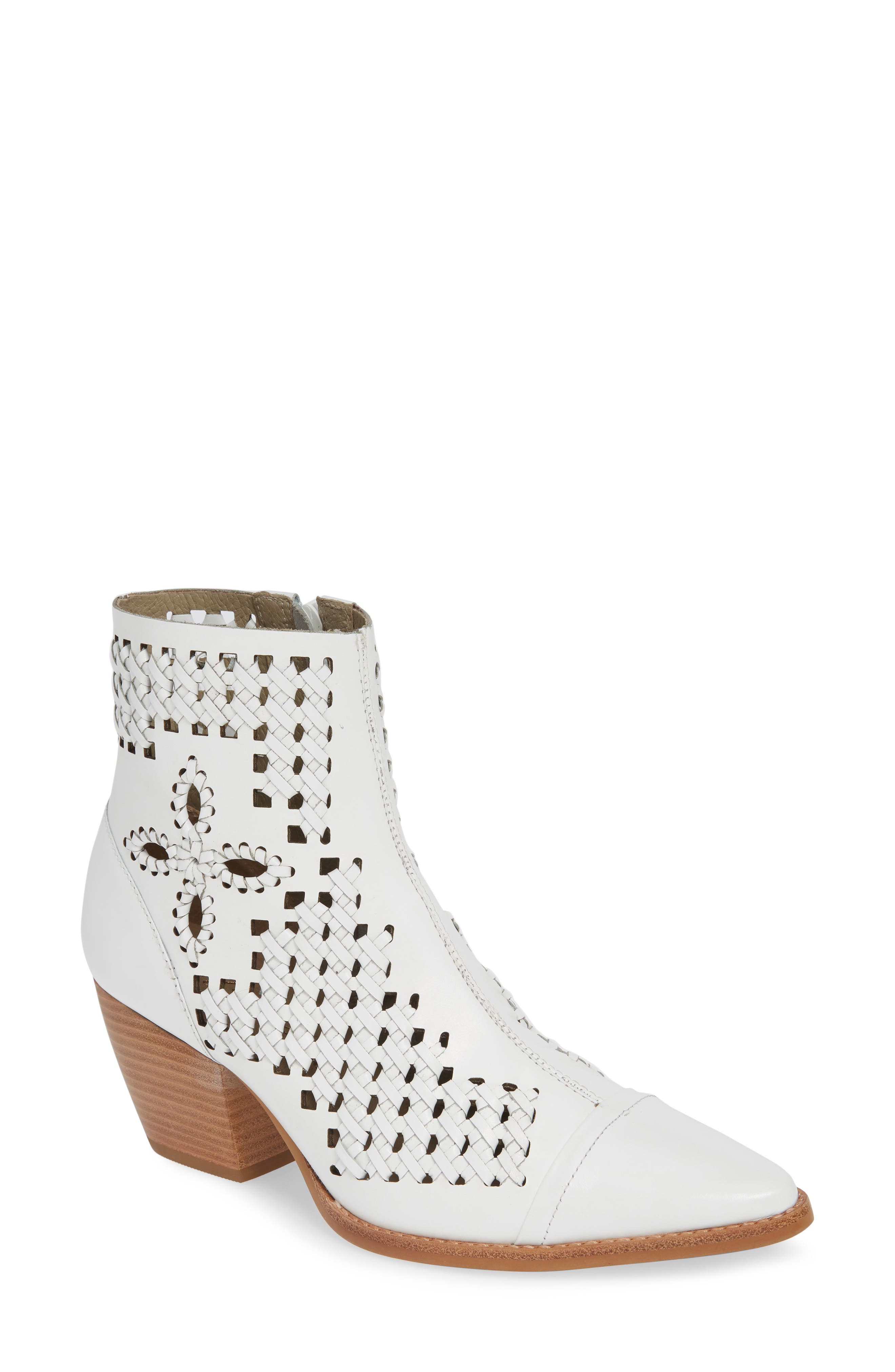 Matisse Bello Woven Pointy Toe Bootie, White