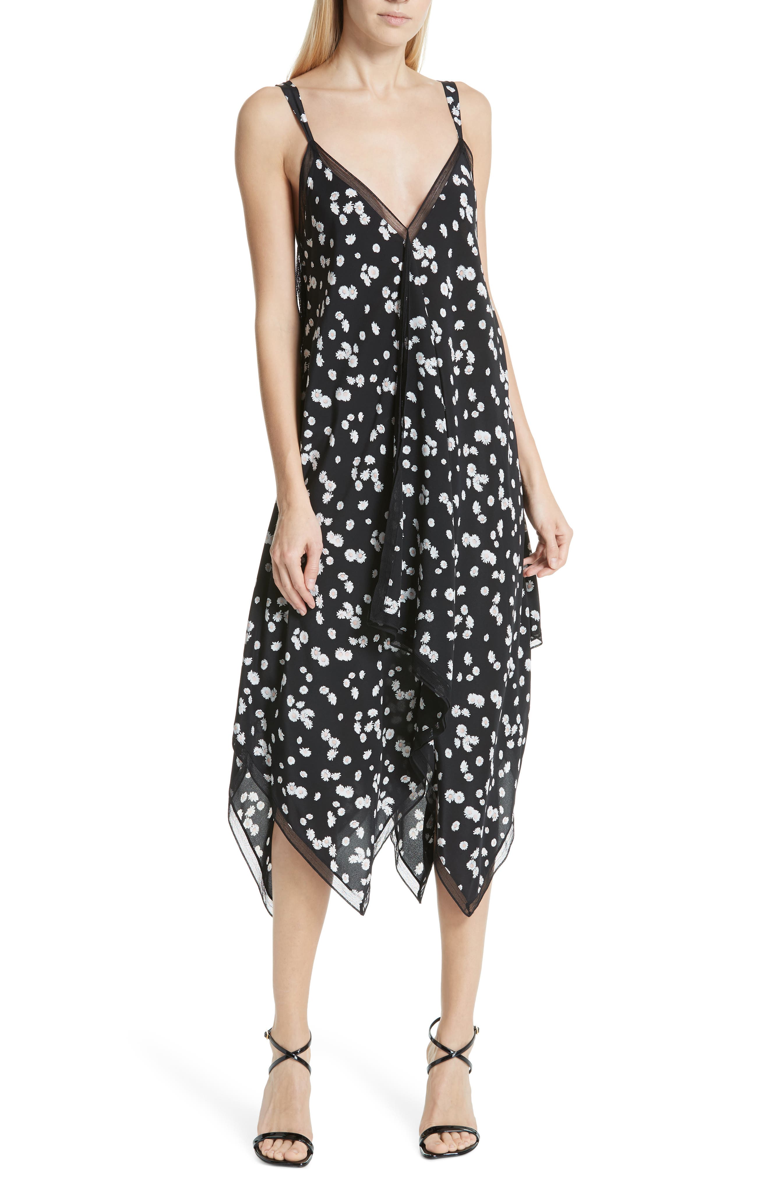 Jason Wu Spring Daisy Handkerchief Hem Dress, Black