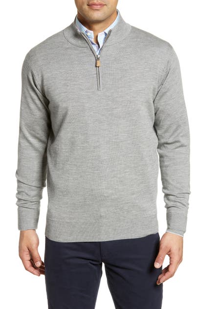 Click to view more detailed imagery on our partner's website Peter Millar Cashmere & Silk Quarter Zip Pullover In British Grey