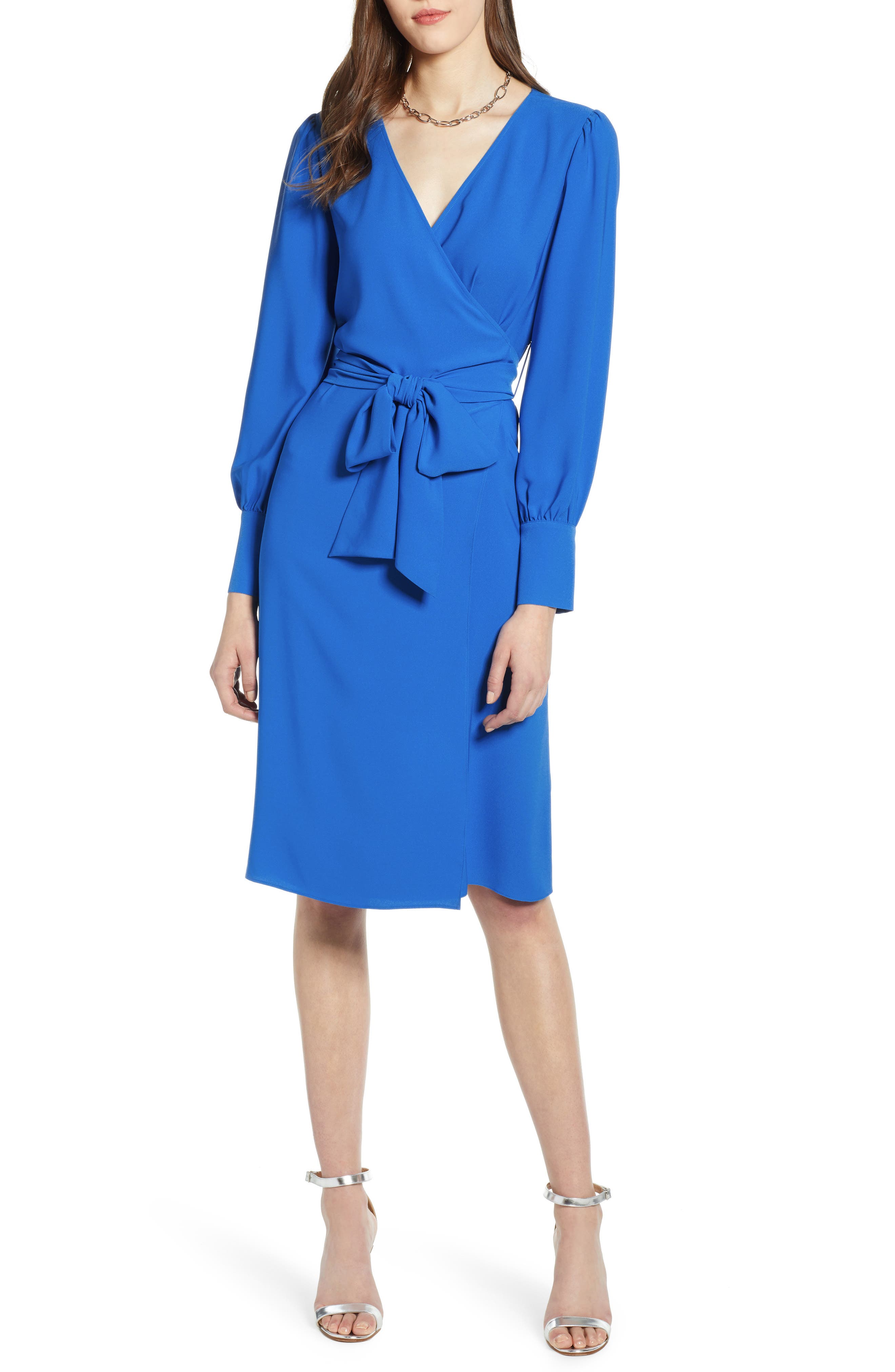 Halogen Wrap Dress, Blue