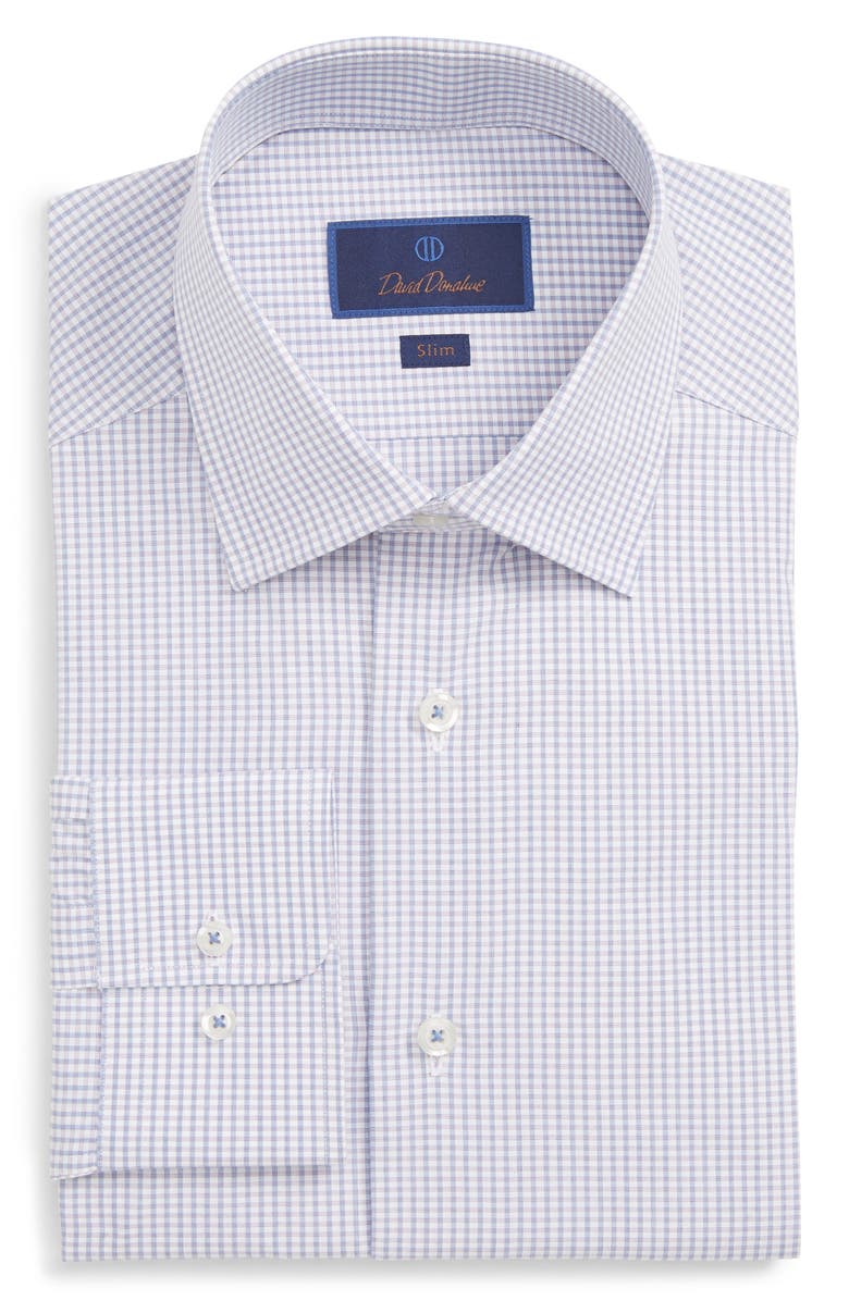 David Donahue SLIM FIT GINGHAM DRESS SHIRT