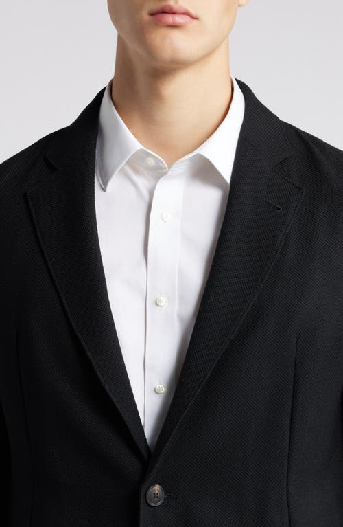 Shop Emporio Armani Textured Black Wool Sport Coat In Solid Black