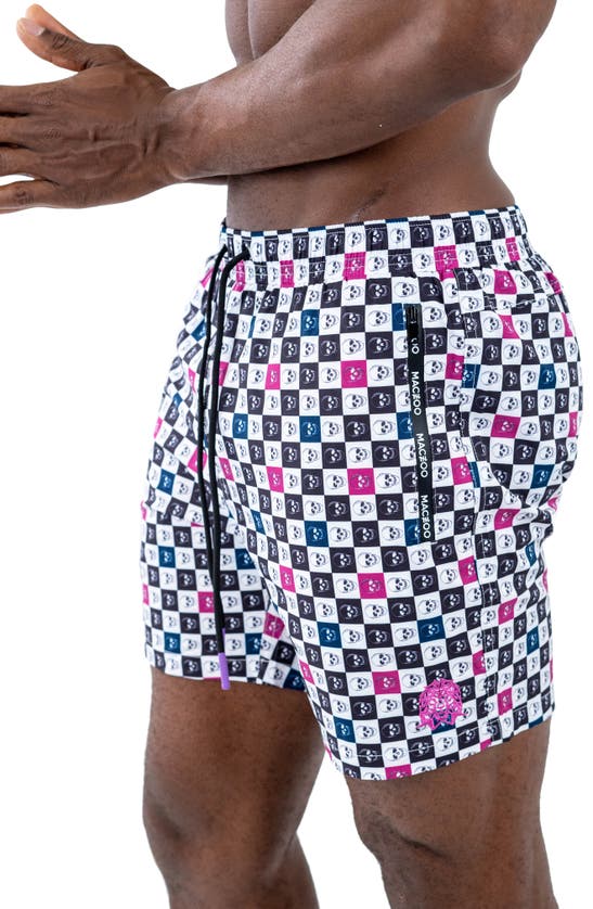 Maceoo Swim Lion Shades Skull Swim Trunks In White