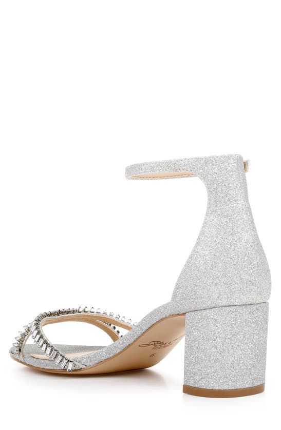 Shop Jewel Badgley Mischka Joanne Embellished Block Heel Sandal In Silver