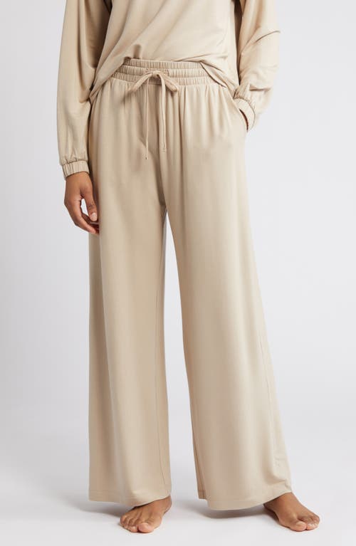 Open Edit Tie Waist Wide Leg Pants Tan Oxford at Nordstrom,