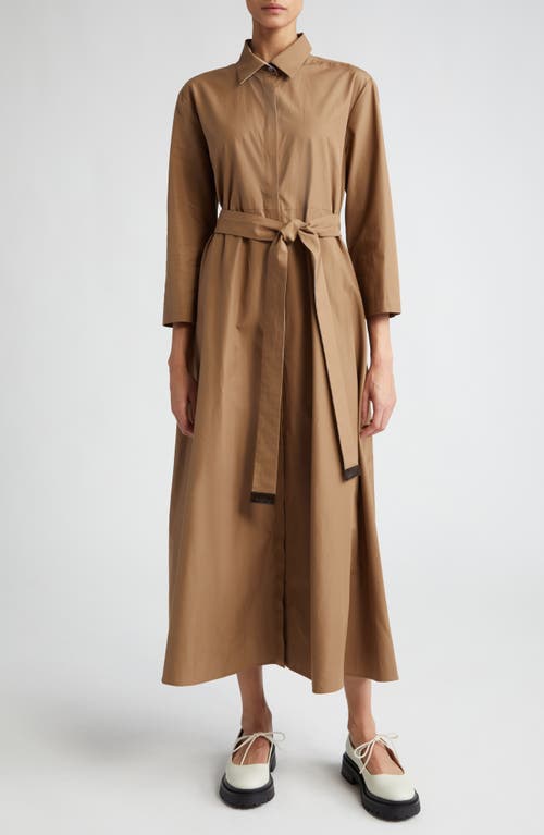 Max Mara Olimpia Cotton Poplin Belted Shirtdress Caramel at Nordstrom,