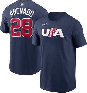 Nike Men's USA Baseball 2023 World Baseball Classic (Nolan Arenado) T-Shirt in Blue, Size: Medium | N19944BW3U-2S1