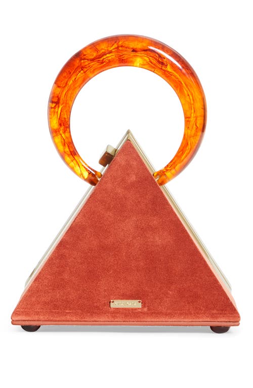 Cult Gaia Thalia Pyramid Top Handle Suede Bag in Amb Amber
