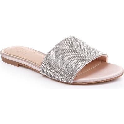 Jewel Badgley Mischka Khaleesi Crystal Slide Sandal- Beige