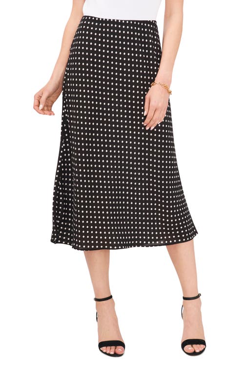 Chaus Dot Print Bias Cut Midi Skirt in Black/White 010