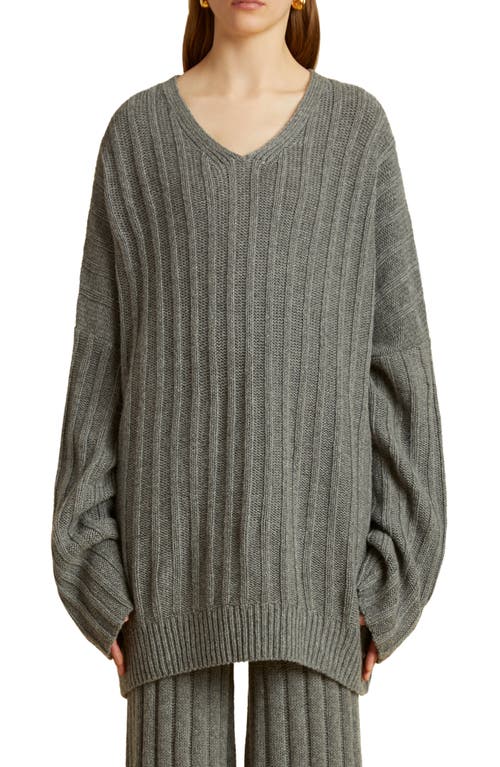 Khaite The Maddox Oversize Rib Stretch Cashmere Sweater Smoke at Nordstrom,