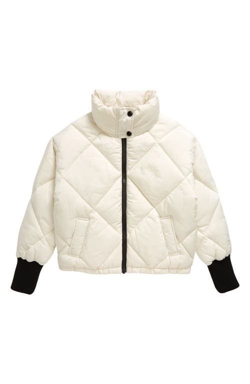 Treasure & Bond Kids' Diamond Quilted Puffer Jacket in Ivory Dove
