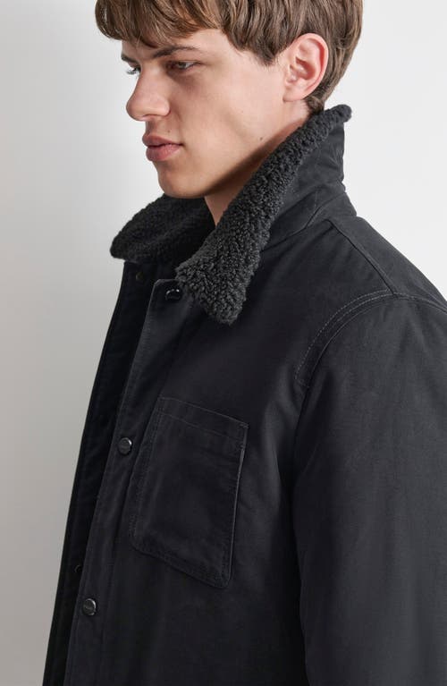 Dkny Faux Shearling Lined Chore Jacket In Black
