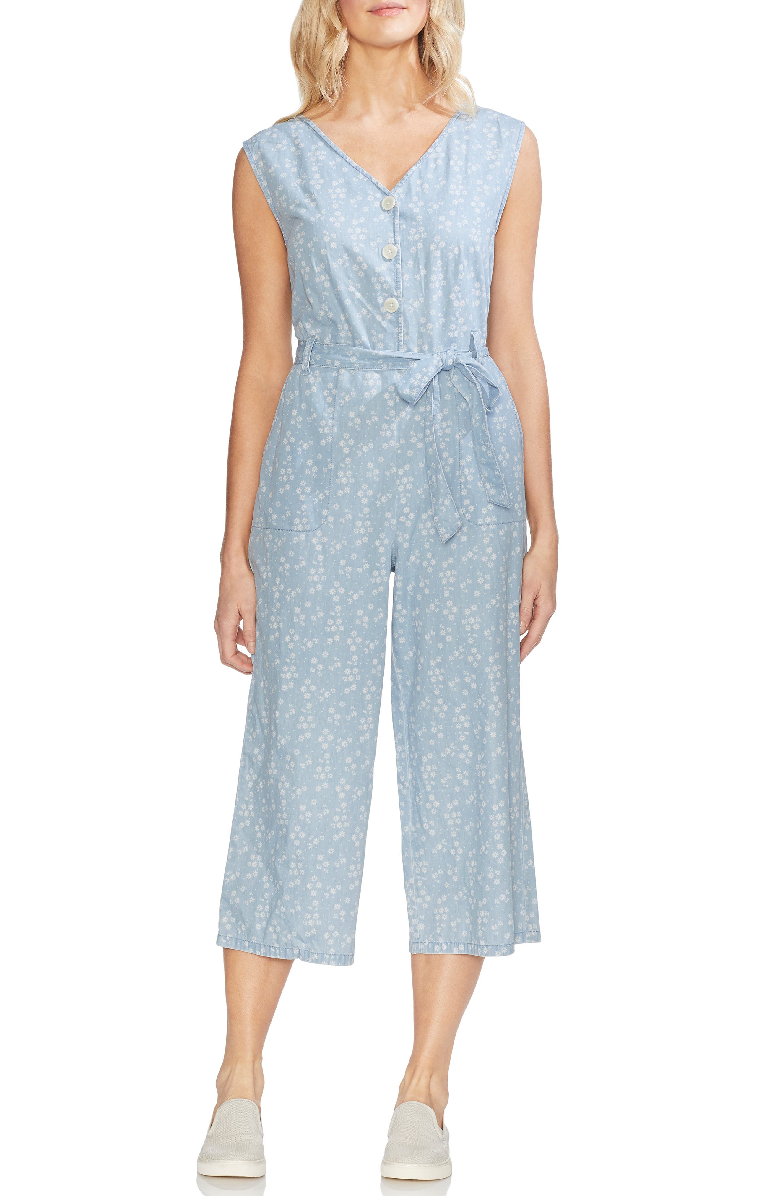vince camuto denim jumpsuit