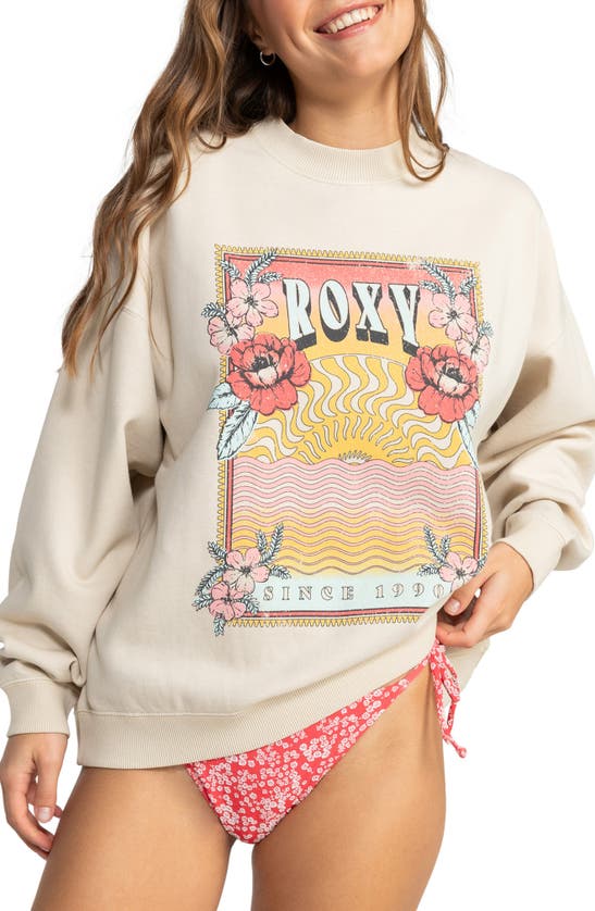 Roxy Lineup Oversize Graphic Sweatshirt In Brazilian Sand