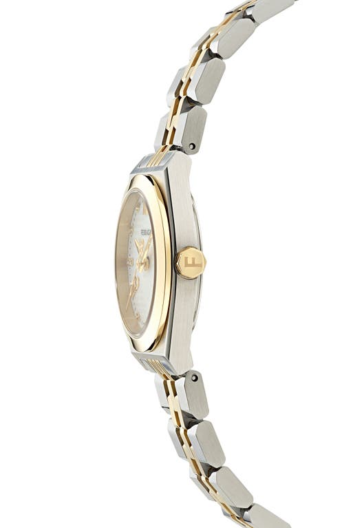 Shop Ferragamo Vega New Diamond Two-tone Bracelet Watch, 28mm In Two Tone