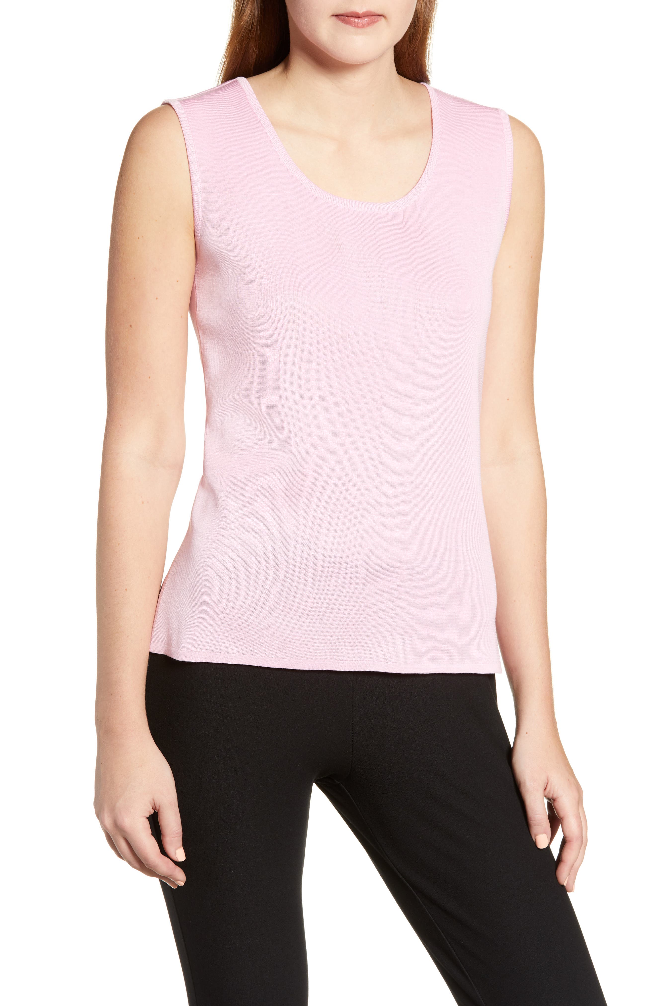 Ming Wang Scoop Neck Knit Tank, Pink