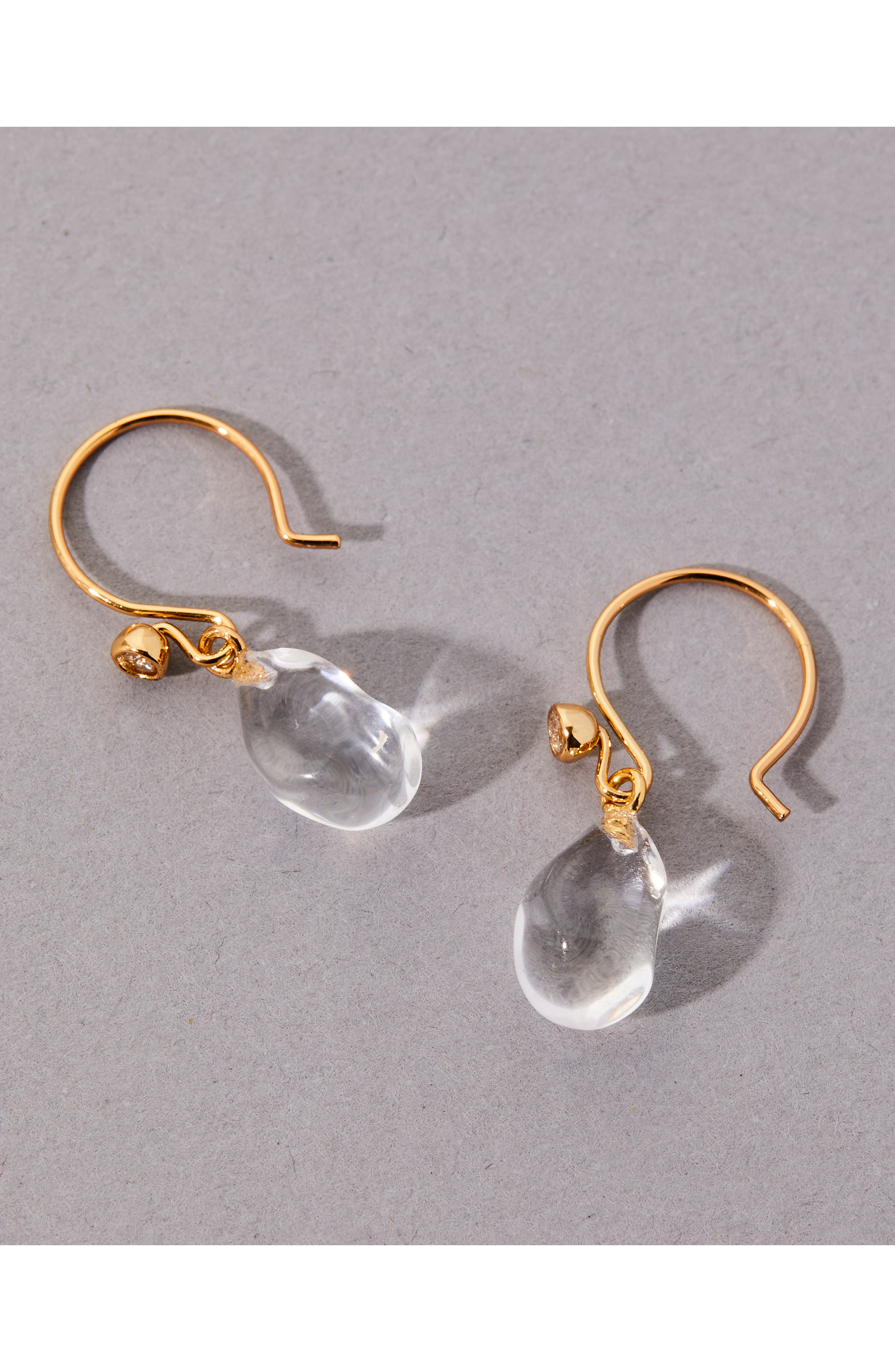 Alexis Bittar Molten Lucite Hoop Drop Earrings - Gold/Clear