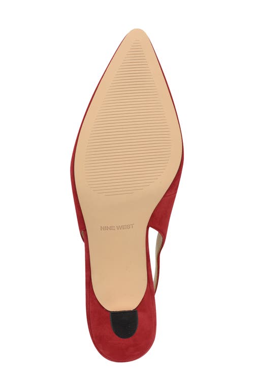 Shop Nine West Jannit Slingback Pointed Toe Kitten Heel Pump In Red