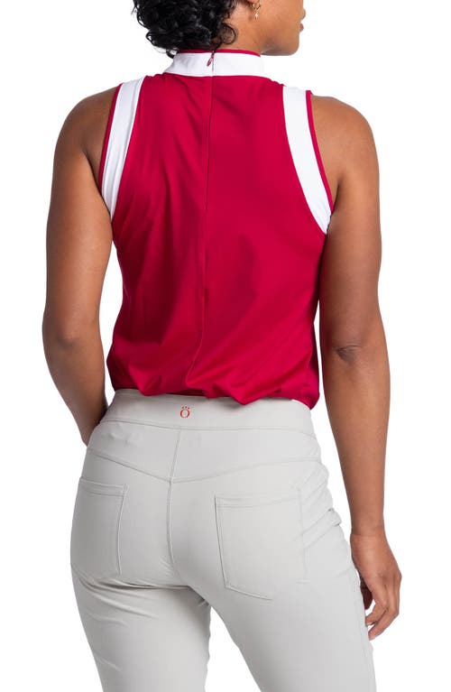 Shop Kinona Knock Out Mock Me Sleeveless Golf Top In Bordeaux Red