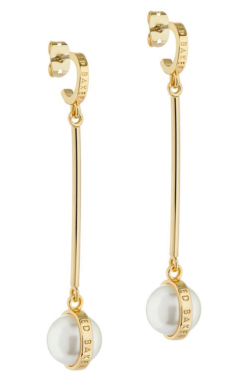 Perllie Imitation Pearl Drop Earrings in Gold Tone/Pearl
