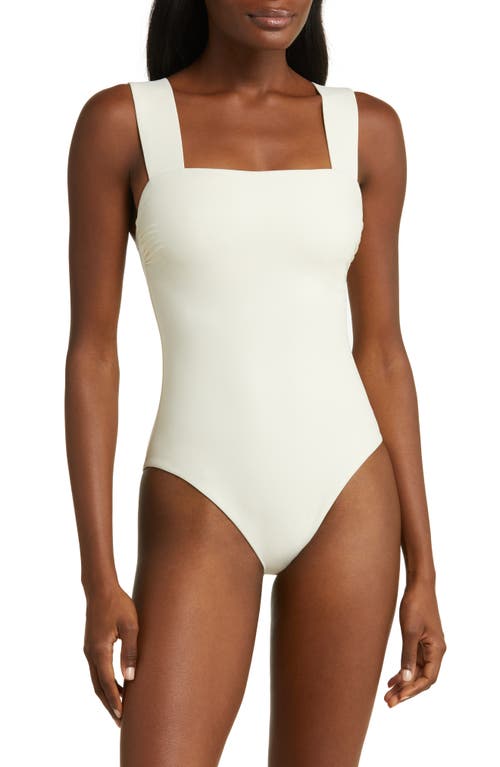 BONDI BORN Gwen Square Neck One-Piece Swimsuit Pearl at Nordstrom,