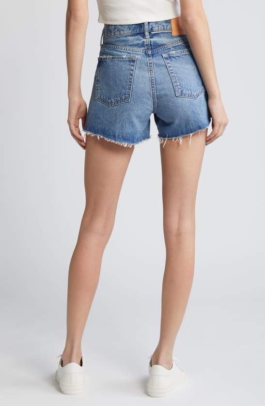 Shop Moussy Vintage Dalemere Denim Cutoff Shorts In Blue