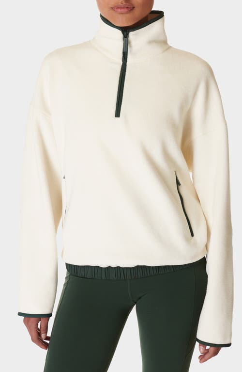 Sweaty Betty Mallow Half Zip Pullover in Studiowhite Trekgreen 