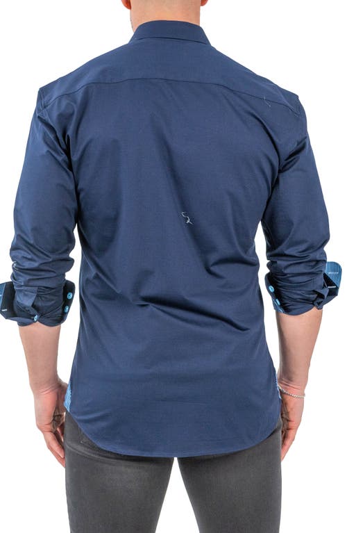 Maceoo Einstein Solid Stretch Cotton Button-up Shirt In Blue