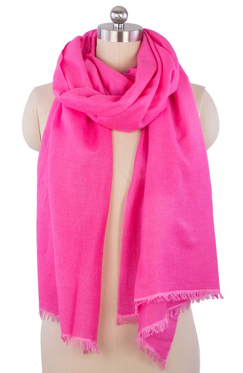 Saachi Cashmere Silk Eyelash Fringe Scarf In Fuchsia