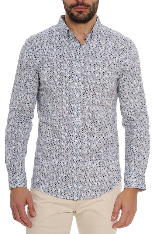 Robert Graham Kylen Floral Knit Button-Up Shirt Blue Multi at Nordstrom,