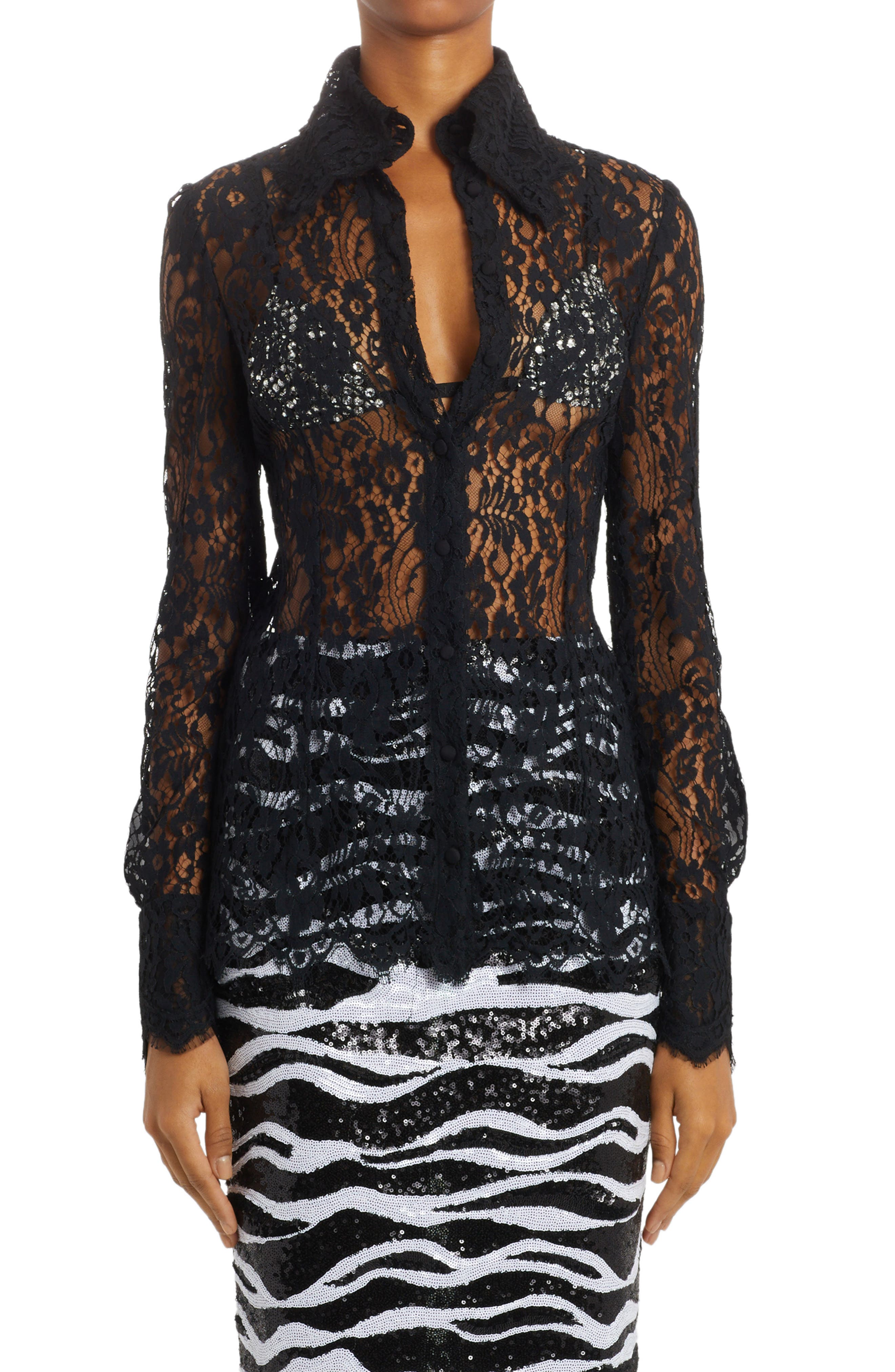 Dolce\u0026Gabbana Sheer Lace Button-Up 