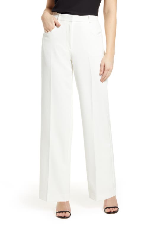 Stretch Crepe Wide Leg Pants in New Ivory