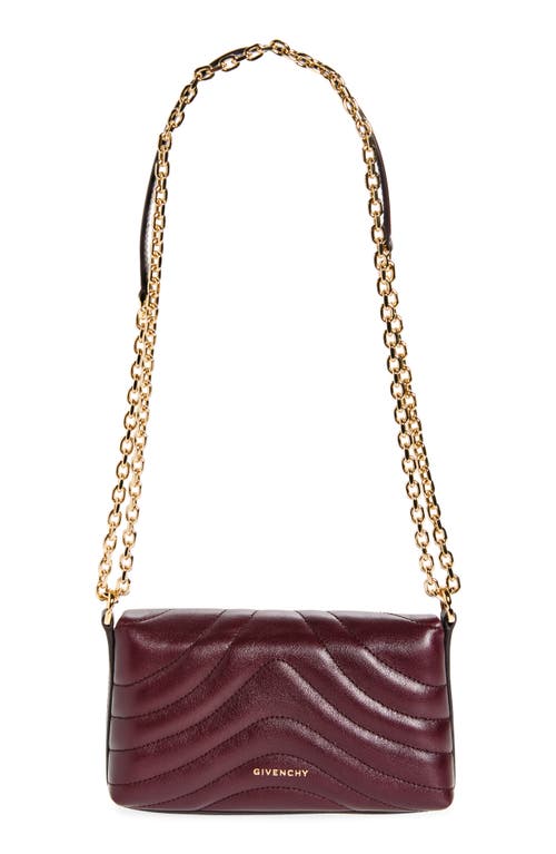 Givenchy 4g Liquid Logo Quilted Calfskin Wallet On A Chain In Oxblood Red