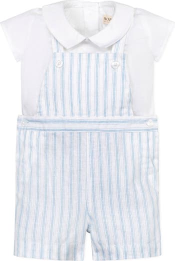 Layette Baby Boy Linen Shortie Overall and Top 2 Piece Set Infant