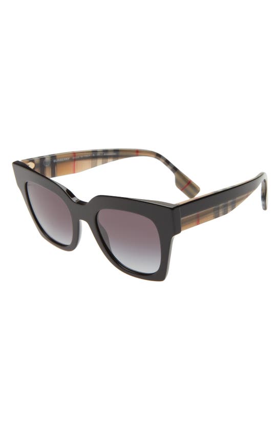 Shop Burberry 49mm Cat Eye Sunglasses In Black/grey Gradient