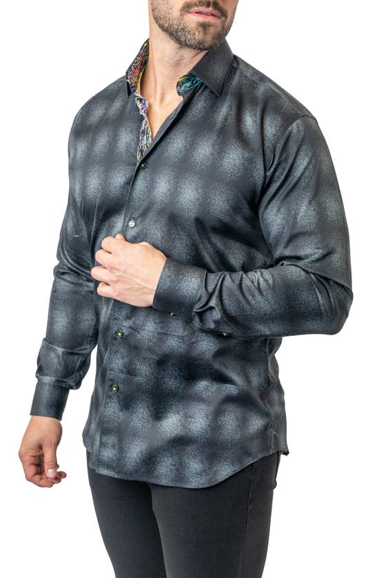 Shop Maceoo Fibonacci Carbon 17 Contemporary Fit Button-up Shirt In Black