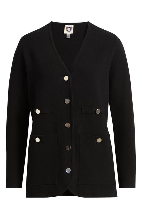 Shop Anne Klein V-neck Patch Pocket Cardigan In Anne Black