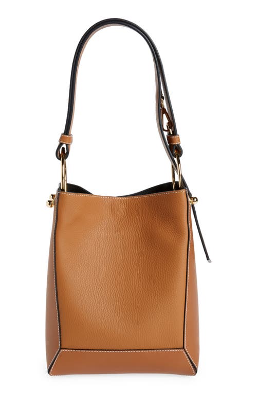 Shop Strathberry Midi Lana Leather Bucket Bag In Tan/vanilla