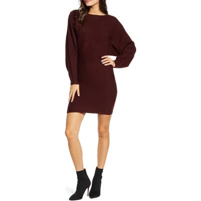 All In Favor Dolman Sleeve Sweater Dress, Burgundy