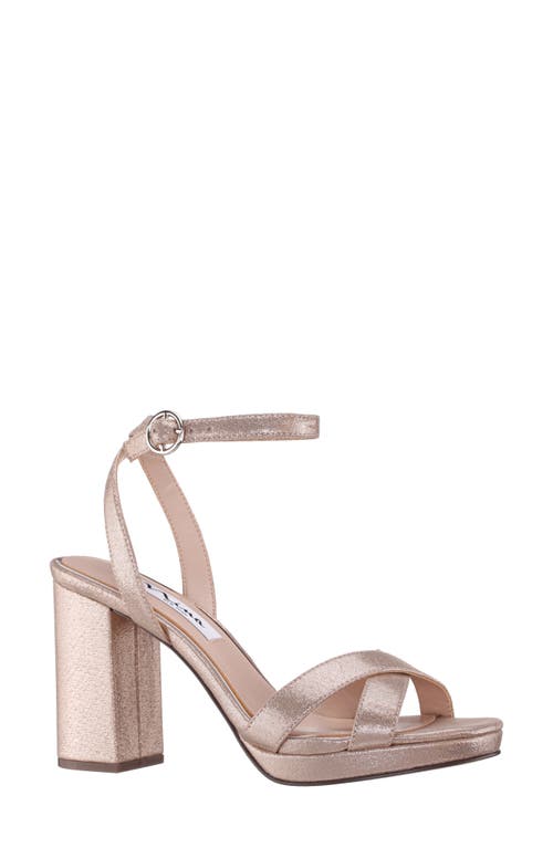 Shop Nina Sheilia Ankle Strap Sandal In Taupe Reflective Suedette