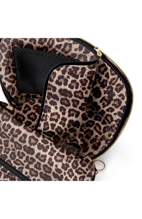 Shop Kusshi Signature Leather Makeup Bag In Black Leather/leopard