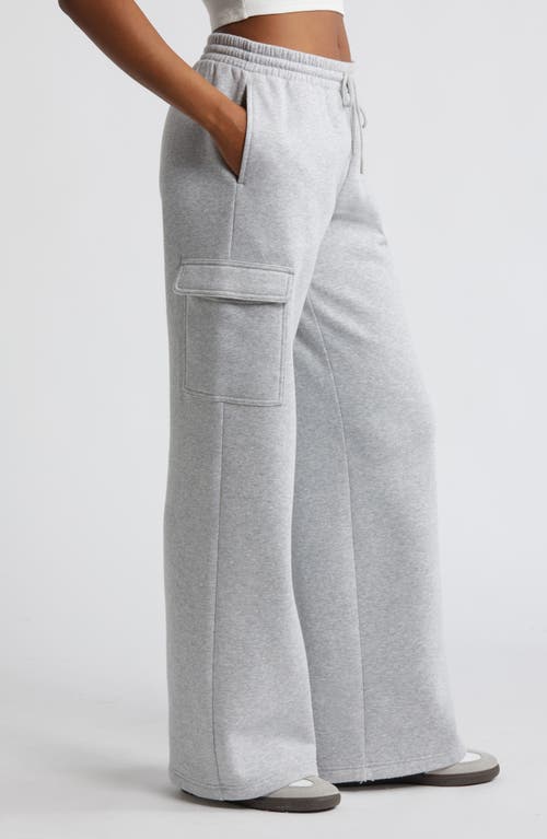 Shop Bp. Elastic Waist Wide Leg Fleece Cargo Pants In Grey Soft Heather