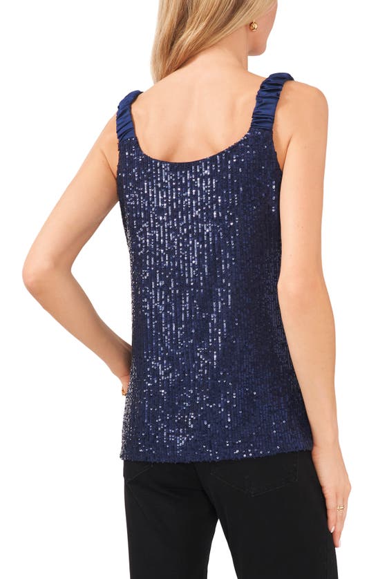 Shop Vince Camuto Sequin Satin Strap Tank In Classic Navy