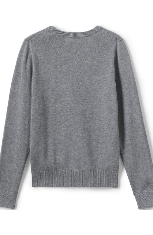 Lands' End School Uniform Boys Cotton Modal Fine Gauge V-neck Sweater In Pewter Heather