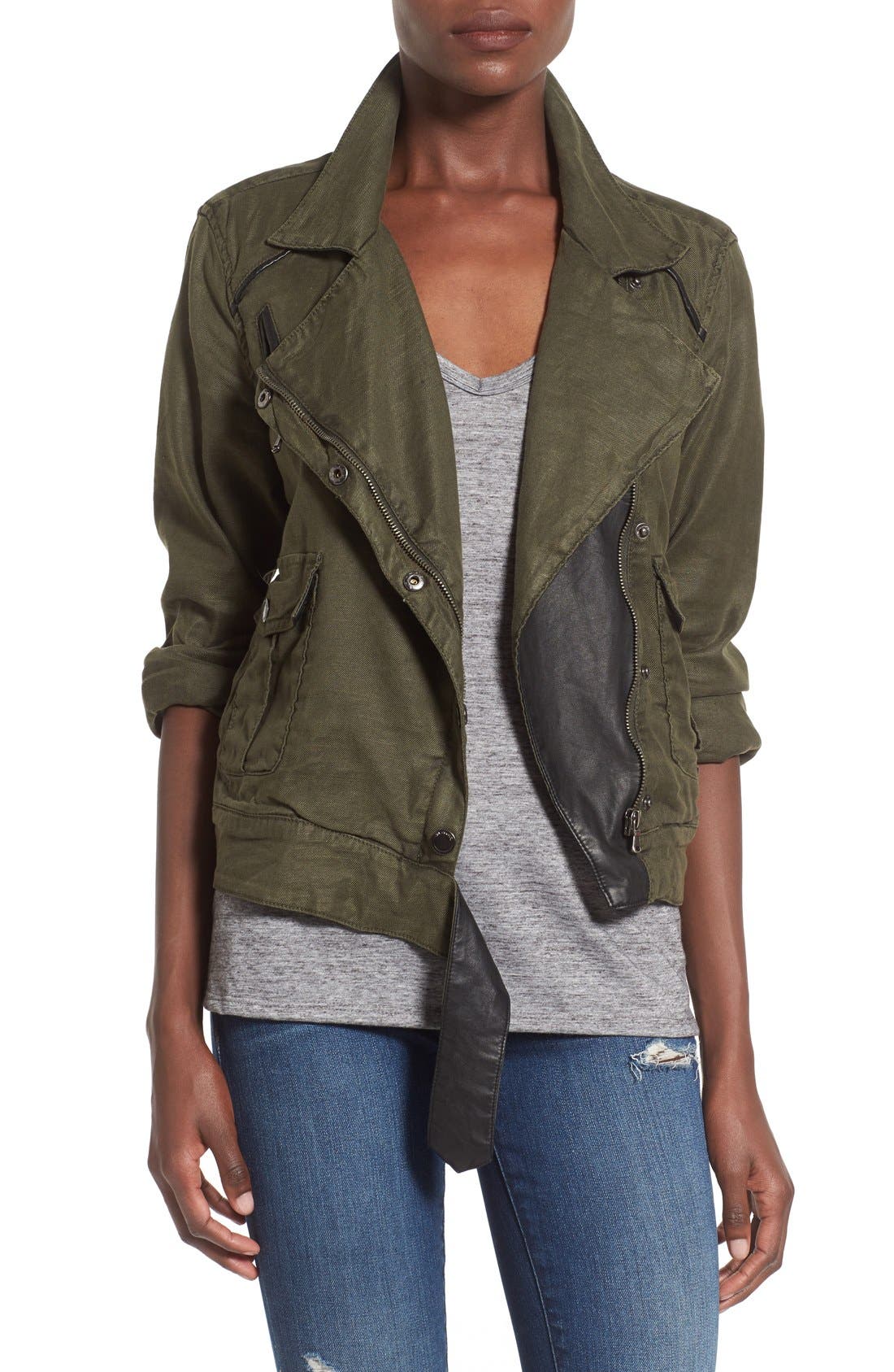 BLANKNYC Linen Blend Moto Jacket Nordstrom