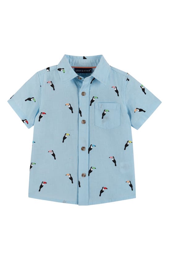 Shop Andy & Evan Button-up Shirt & Shorts Set In Blue Toucan