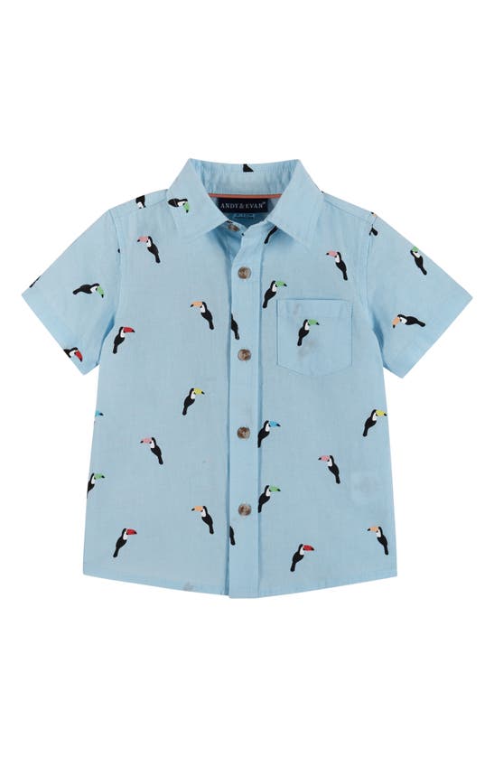 Andy & Evan Button-up Shirt & Shorts Set In Blue Toucan