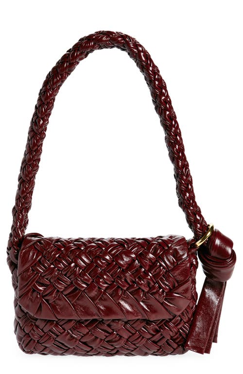 Shop Bottega Veneta Kalimero Intrecciato Leather Shoulder Bag In Barolo/m Brass